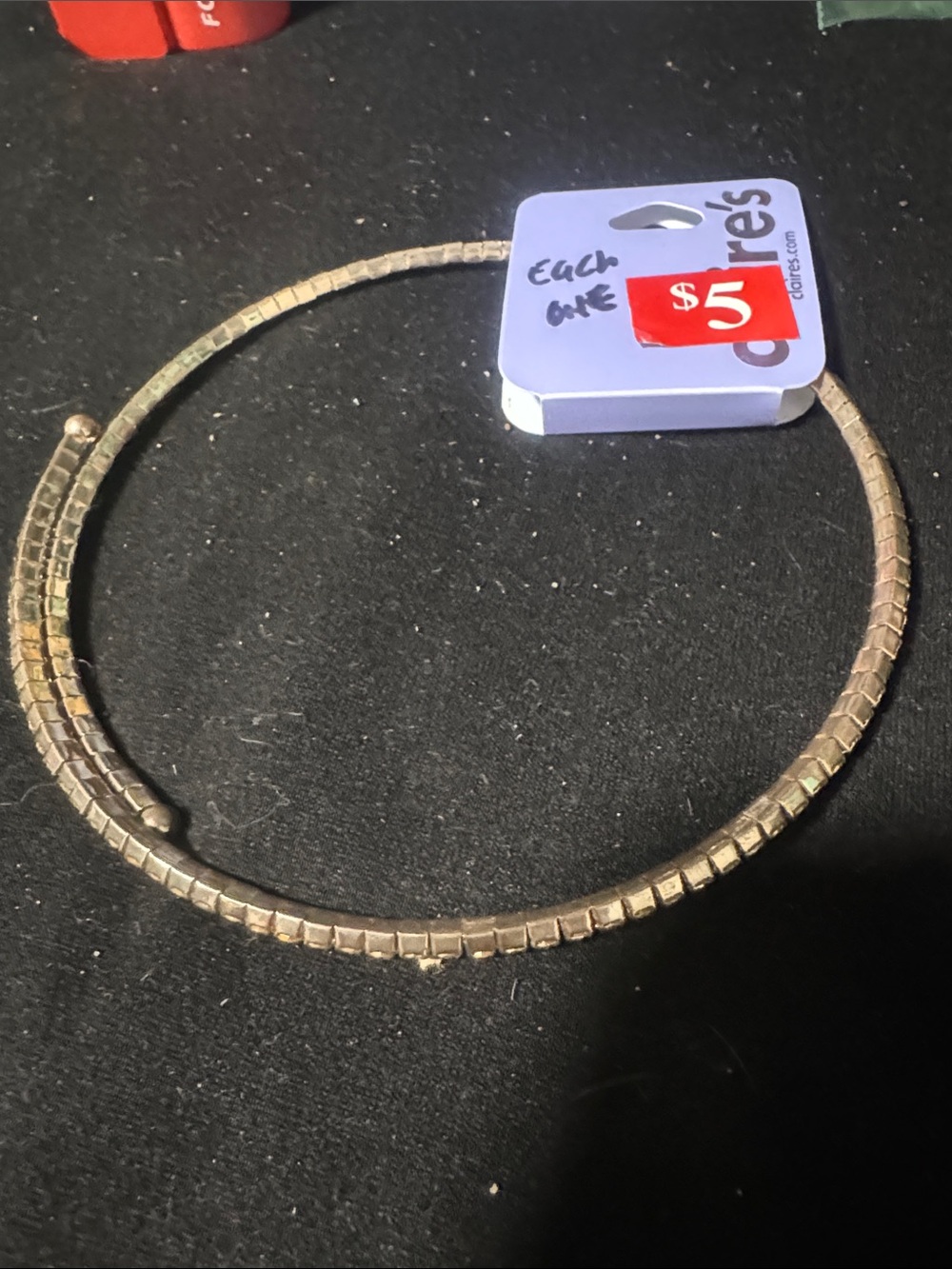Gold-Tone Textured Collar Necklace - Unknown Brand